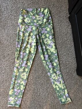 aerie Green Floral High-Waist Leggings